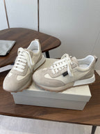 Brunello Flannel Runners With Monili Ivory Grey Suede 624477