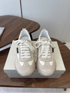 Brunello Flannel Runners With Monili Ivory Grey Suede 624477