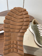 Brunello Runners With Shiny Tab Olive Suede 624491