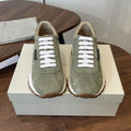 Brunello Runners With Shiny Tab Olive Suede 624491