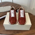 Brunello Runners With Shiny Tab Burgundy Suede 624493
