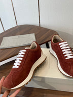 Brunello Runners With Shiny Tab Burgundy Suede 624493