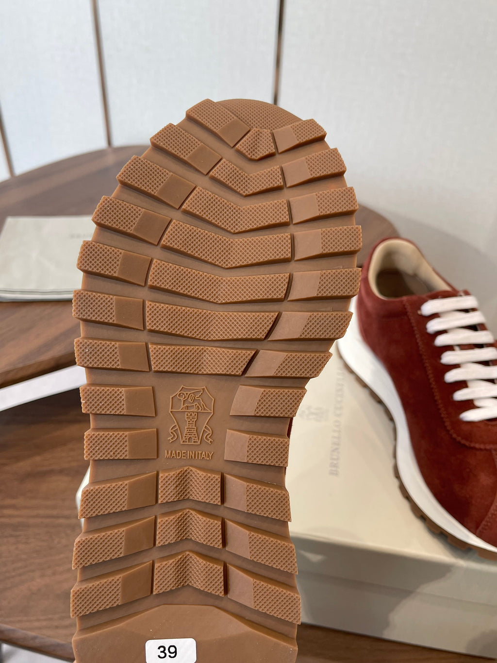 Brunello Runners With Shiny Tab Burgundy Suede 624493