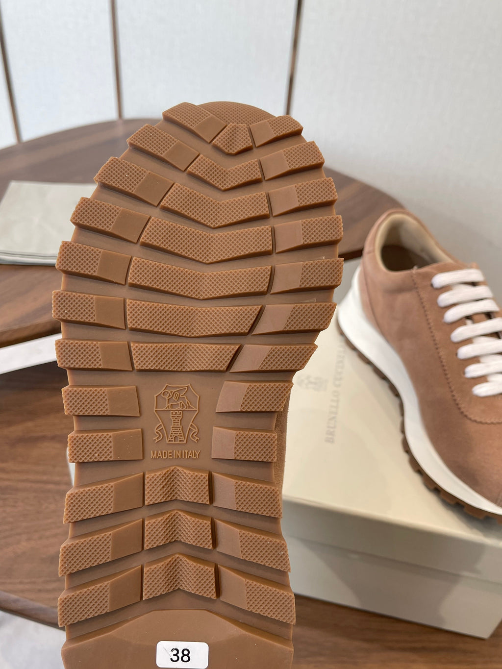 Brunello Runners With Shiny Tab Brown Suede 624495