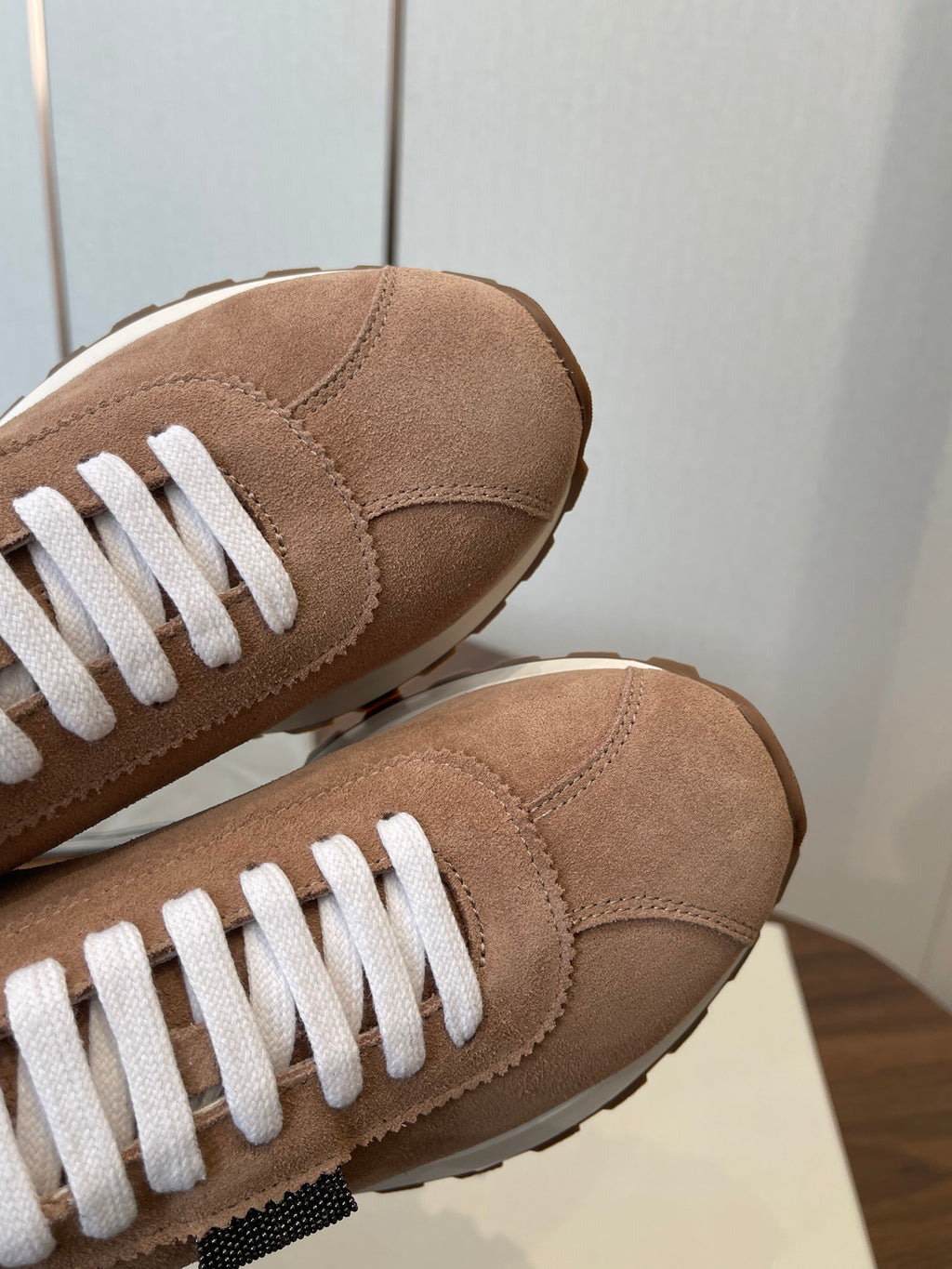 Brunello Runners With Shiny Tab Brown Suede 624495