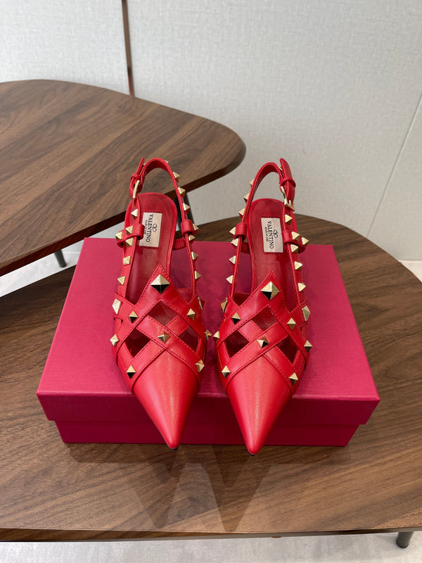 VT Studdy Pumps 65mm Red Leather 624351