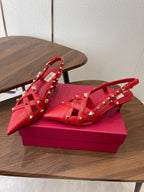 VT Studdy Pumps 65mm Red Leather 624351