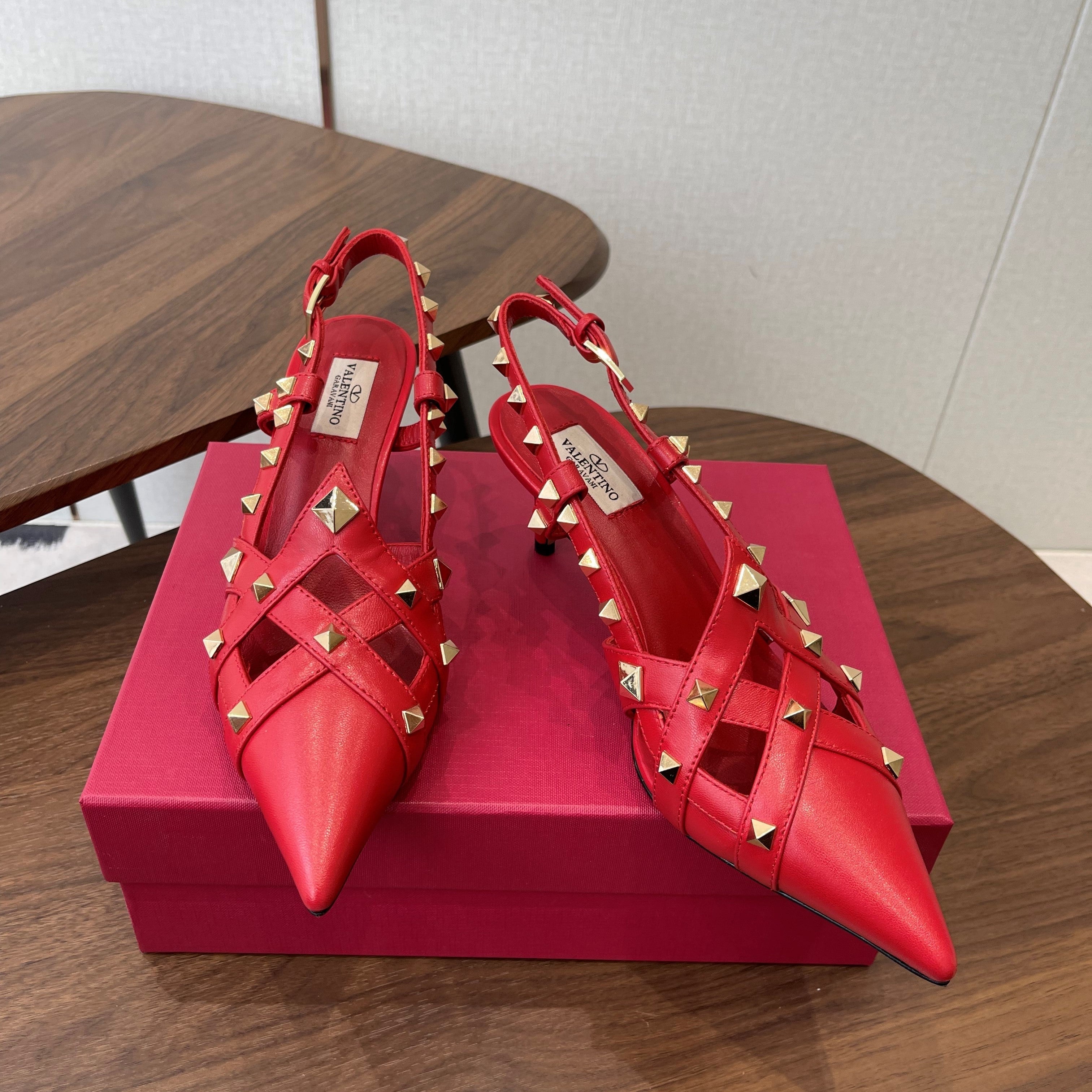 VT Studdy Pumps 65mm Red Leather 624351