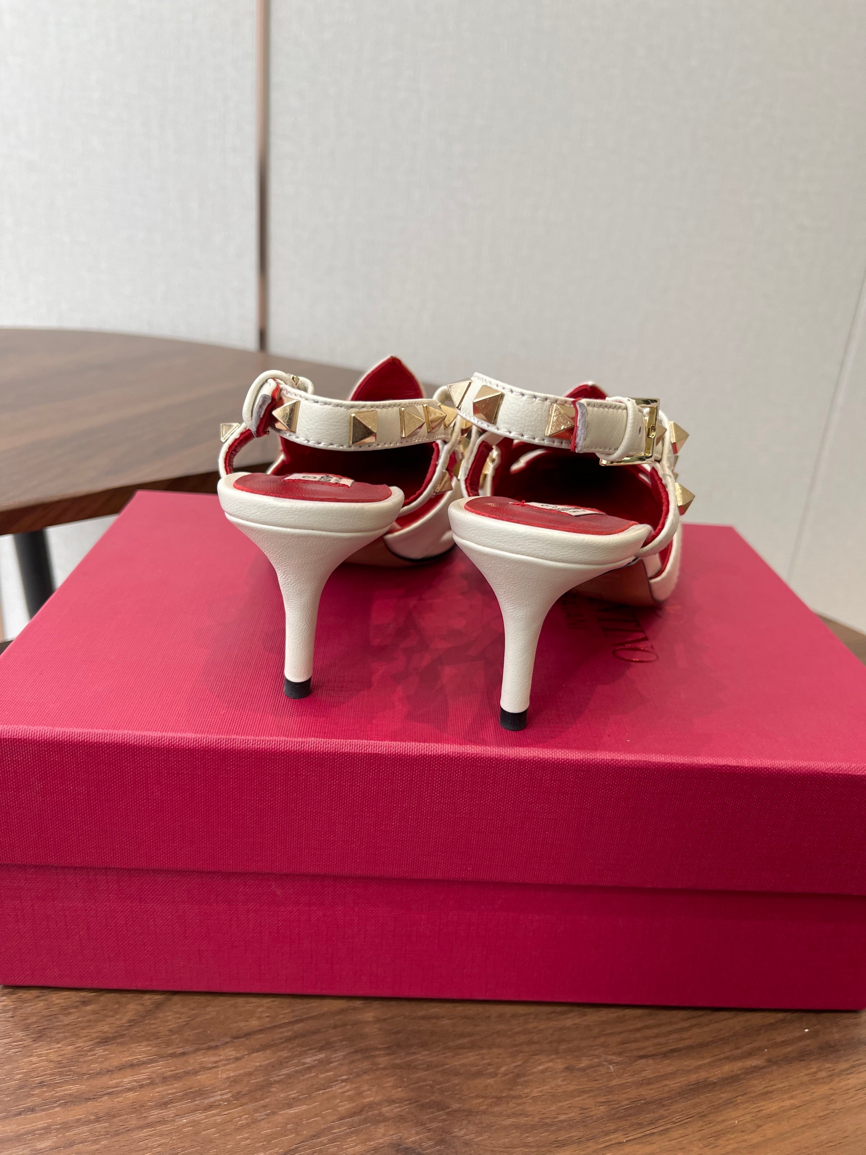 VT Studdy Pumps 65mm White Red Leather 624353