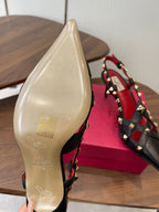 VT Studdy Pumps 65mm Black Red Leather 624354