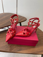 VT Studdy Pumps 95mm Red Leather 624355
