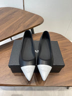 CC 26s Ballet Flats Black White Lambskin 624237