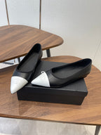 CC 26s Ballet Flats Black White Lambskin 624237