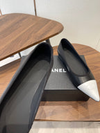CC 26s Ballet Flats Black White Lambskin 624237