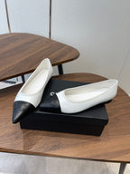 CC 26s Ballet Flats White Black Lambskin 624239