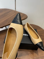 CC 26s Ballet Flats Beige Black Lambskin 624240