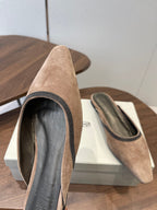 Brunello Monili-chain Mules Brown Suede 624508