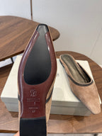 Brunello Monili-chain Mules Brown Suede 624508