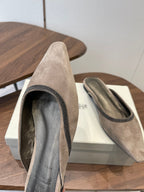 Brunello Monili-chain Mules Taupe Suede 624509