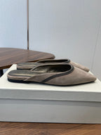 Brunello Monili-chain Mules Taupe Suede 624509
