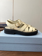 Prada 26s Fisherman's Sandals Ivory Leather 727673