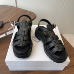 Prada Strappy Sandals 5.5cm Black Leather 728556