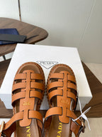 Prada Strappy Sandals 5.5cm Brown Leather 728557