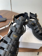 Prada Strappy Sandals 5.5cm Black Leather 728559