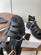 Prada Strappy Sandals 5.5cm Black Leather 728559