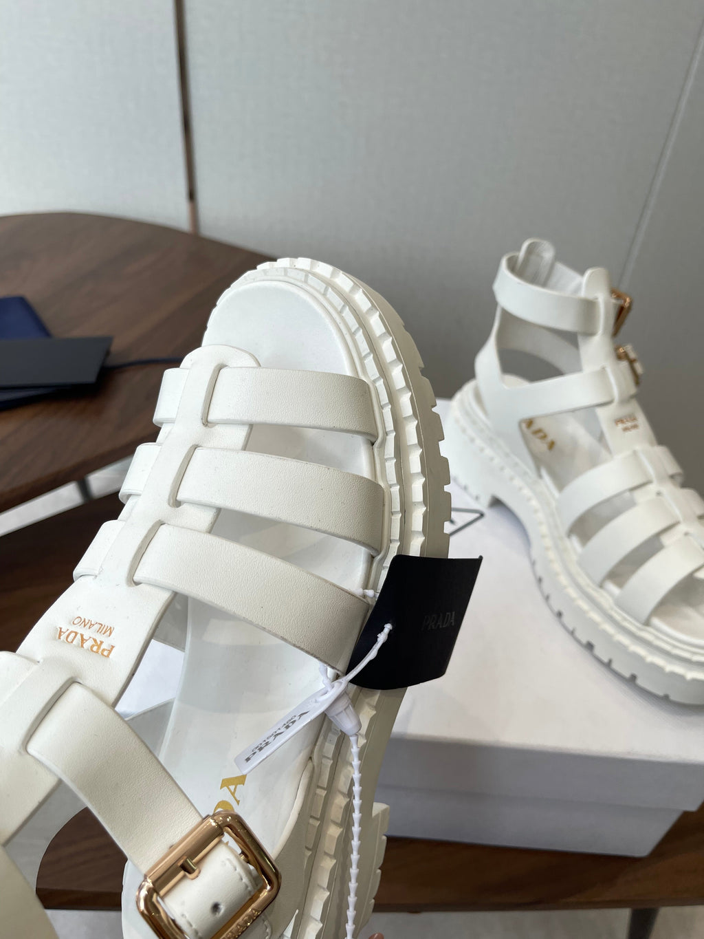 Prada Strappy Sandals 5.5cm White Leather 728560