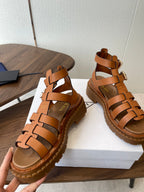 Prada Strappy Sandals 5.5cm Brown Leather 728561