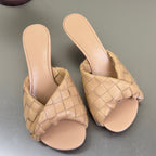 BV Blink Mule 5cm Buff Beige Intrecciato Leather