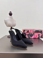 DC Slingback Pumps Black Silk & Sheepskin 343141