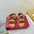 GG 26s Dad Sandals Brown Leather Velvet 714861