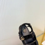 GG 26s Dad Sandals Black Leather Velvet 714862