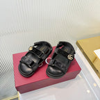 GG 26s Dad Sandals Black Leather Velvet 714862