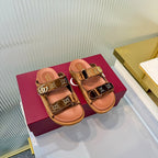 GG 26s Dad Mule Sandals Brown Leather Velvet 714870