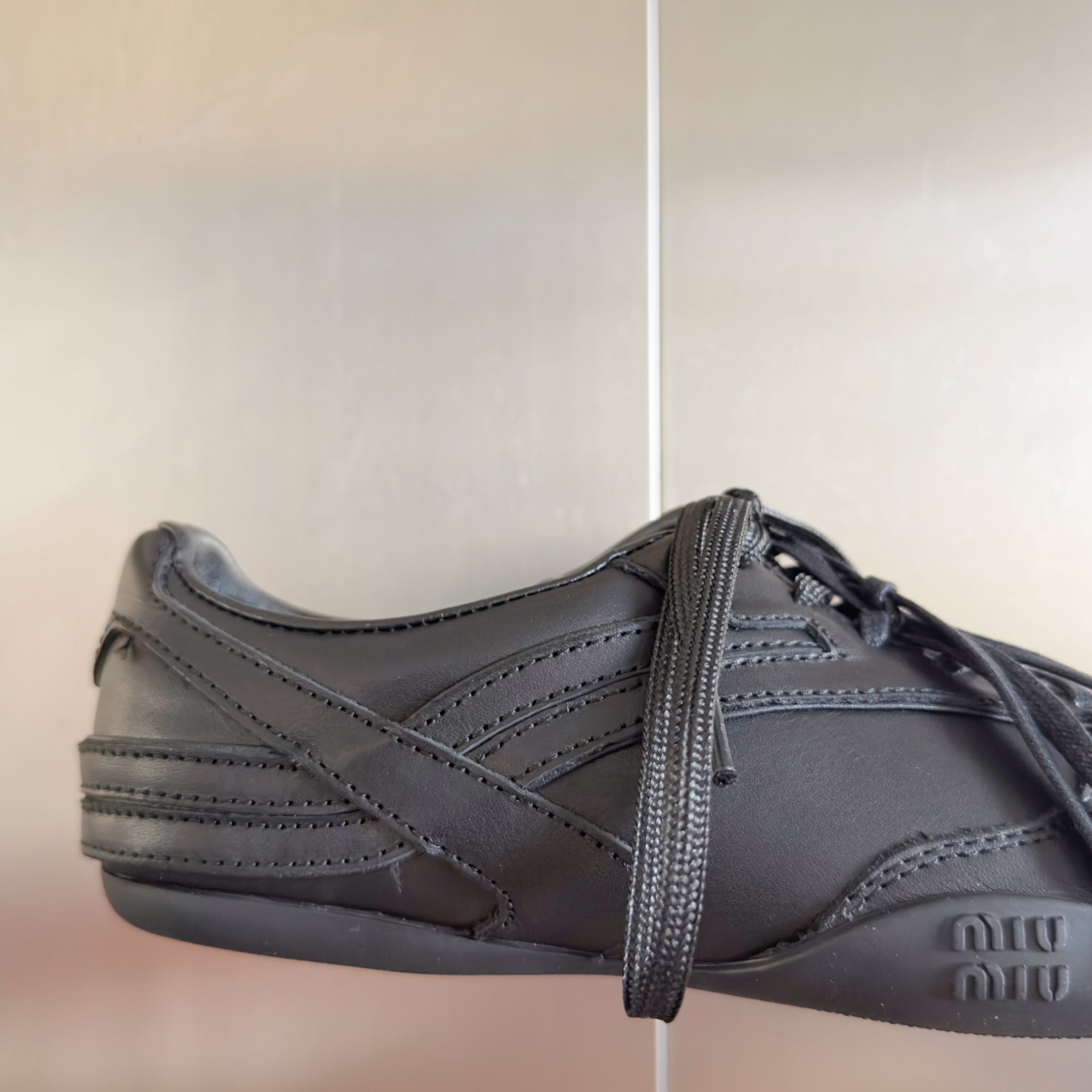 Miu Gymnasium Sneakers Black Cowhide 509751