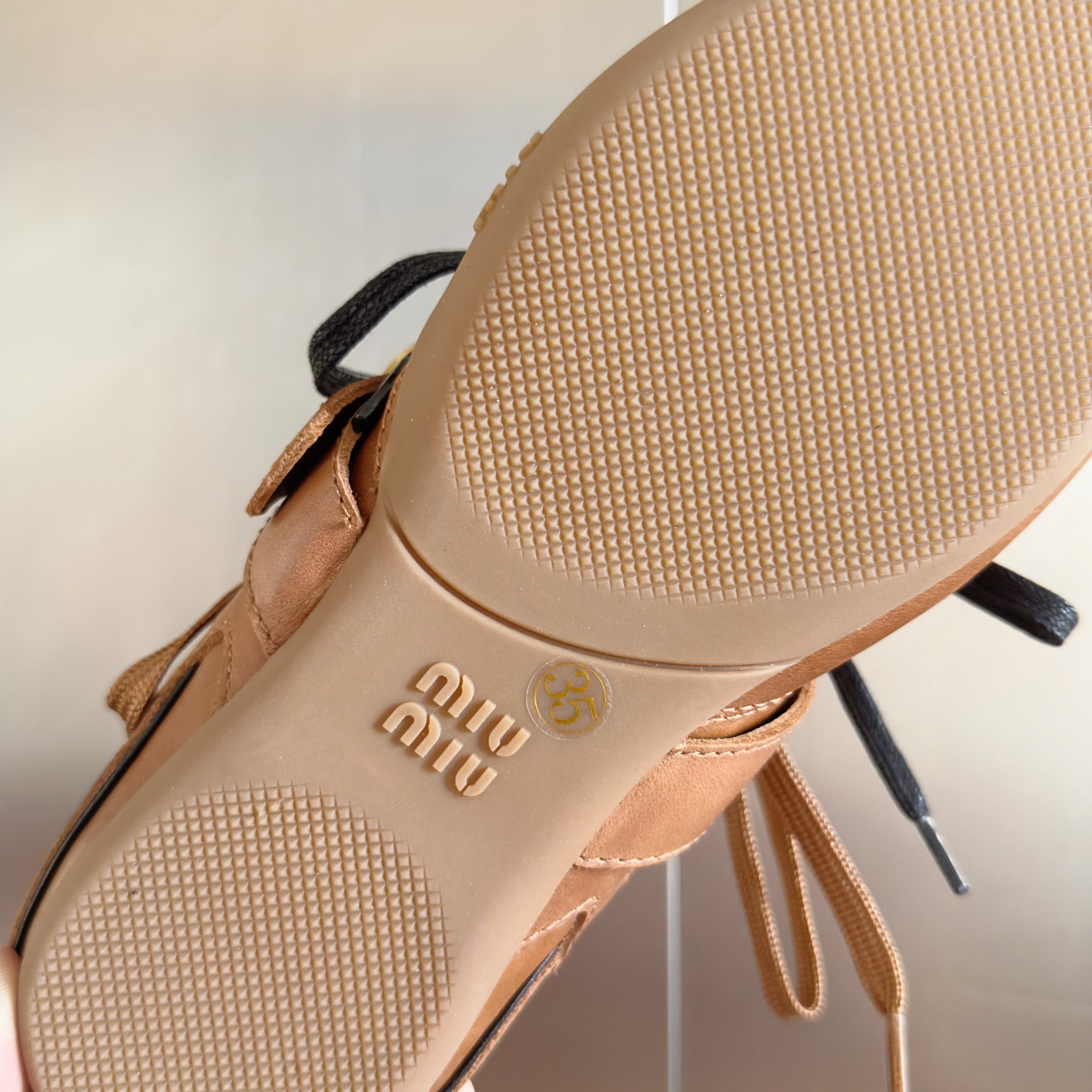 Miu Sneakers With Buckle Brown Leather 509754