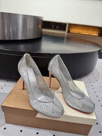 CL x Margiela 25 Diamond Pumps Sliver Fabric Lace Swarovski 296039