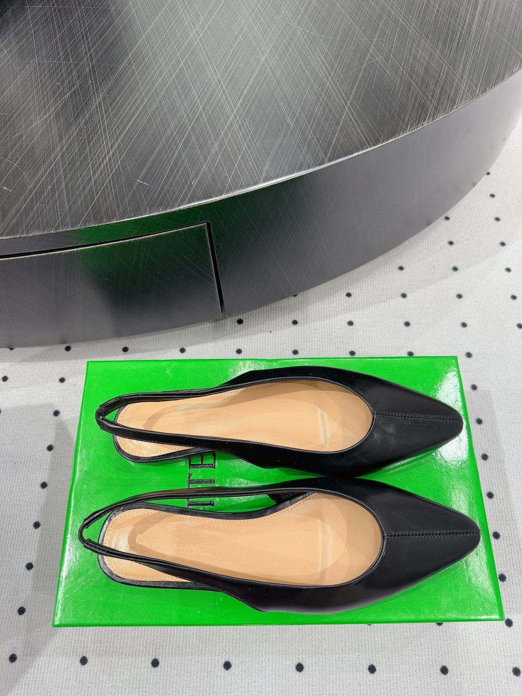 BV 26s Slingback Flats Black Calfskin