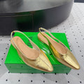 BV 26s Slingback Flats Gold Calfskin