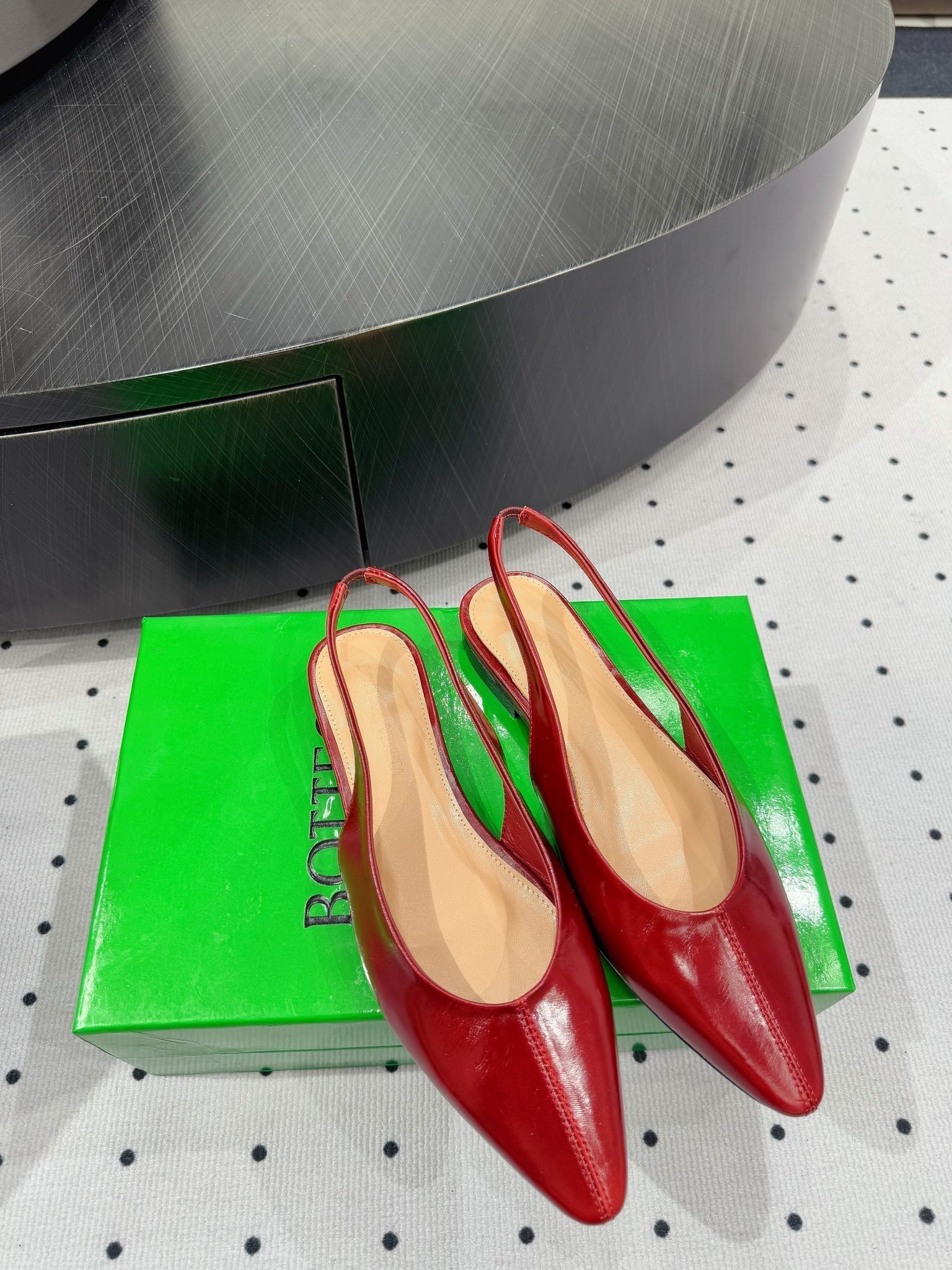 BV 26s Slingback Flats Red Calfskin