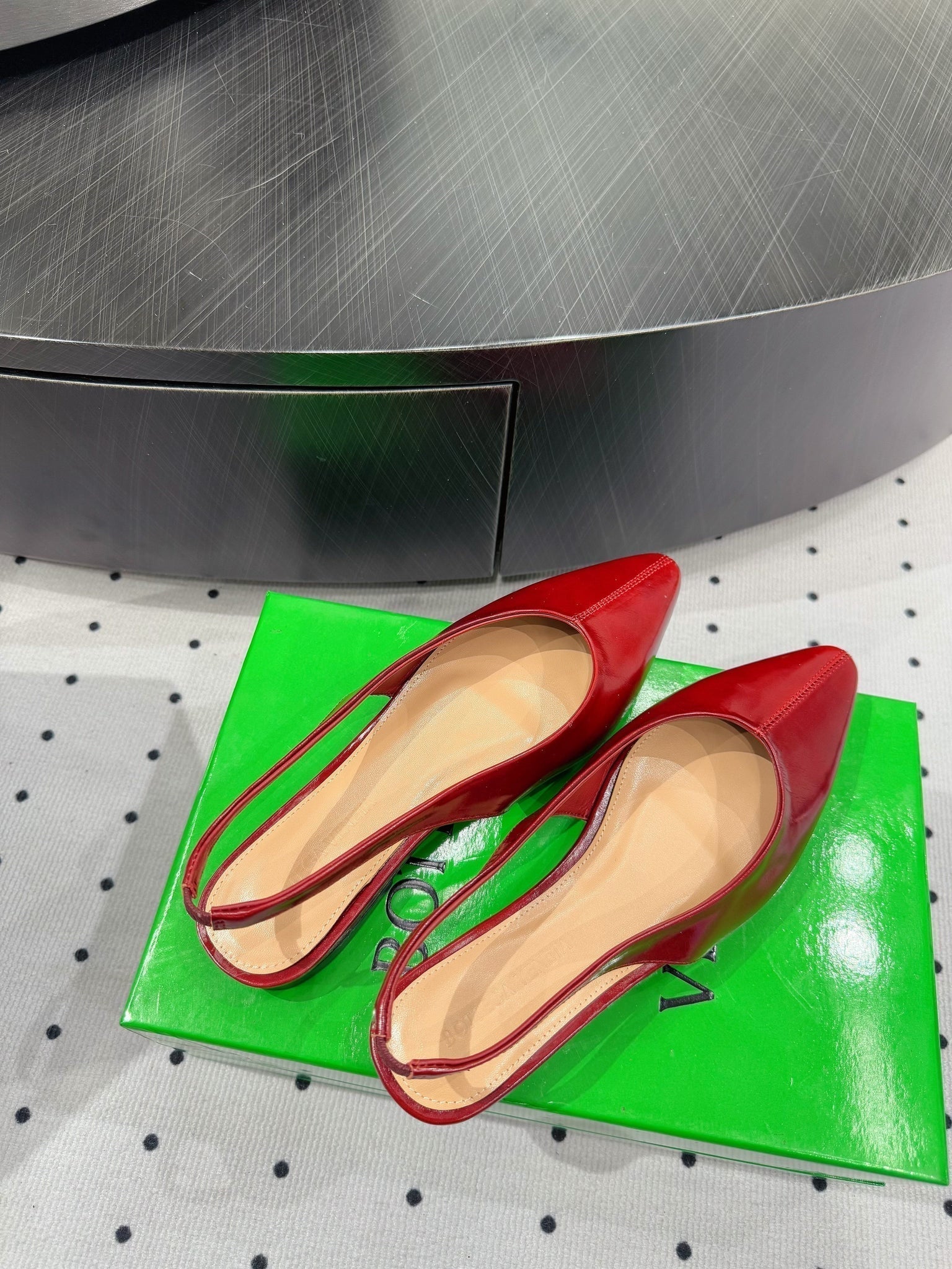BV 26s Slingback Flats Red Calfskin