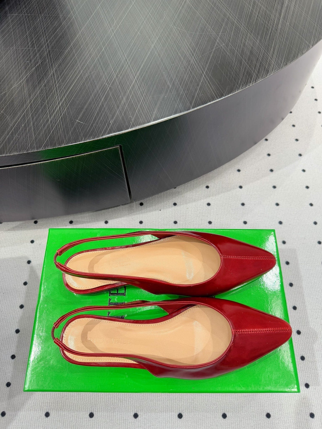 BV 26s Slingback Flats Red Calfskin
