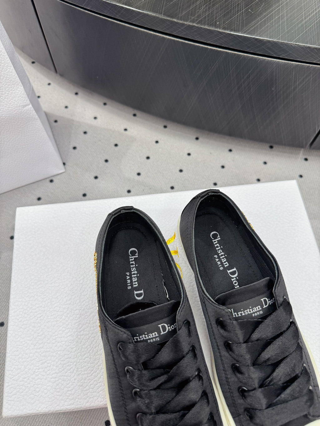 Dior Lucky Sneaker Black Satin 618071