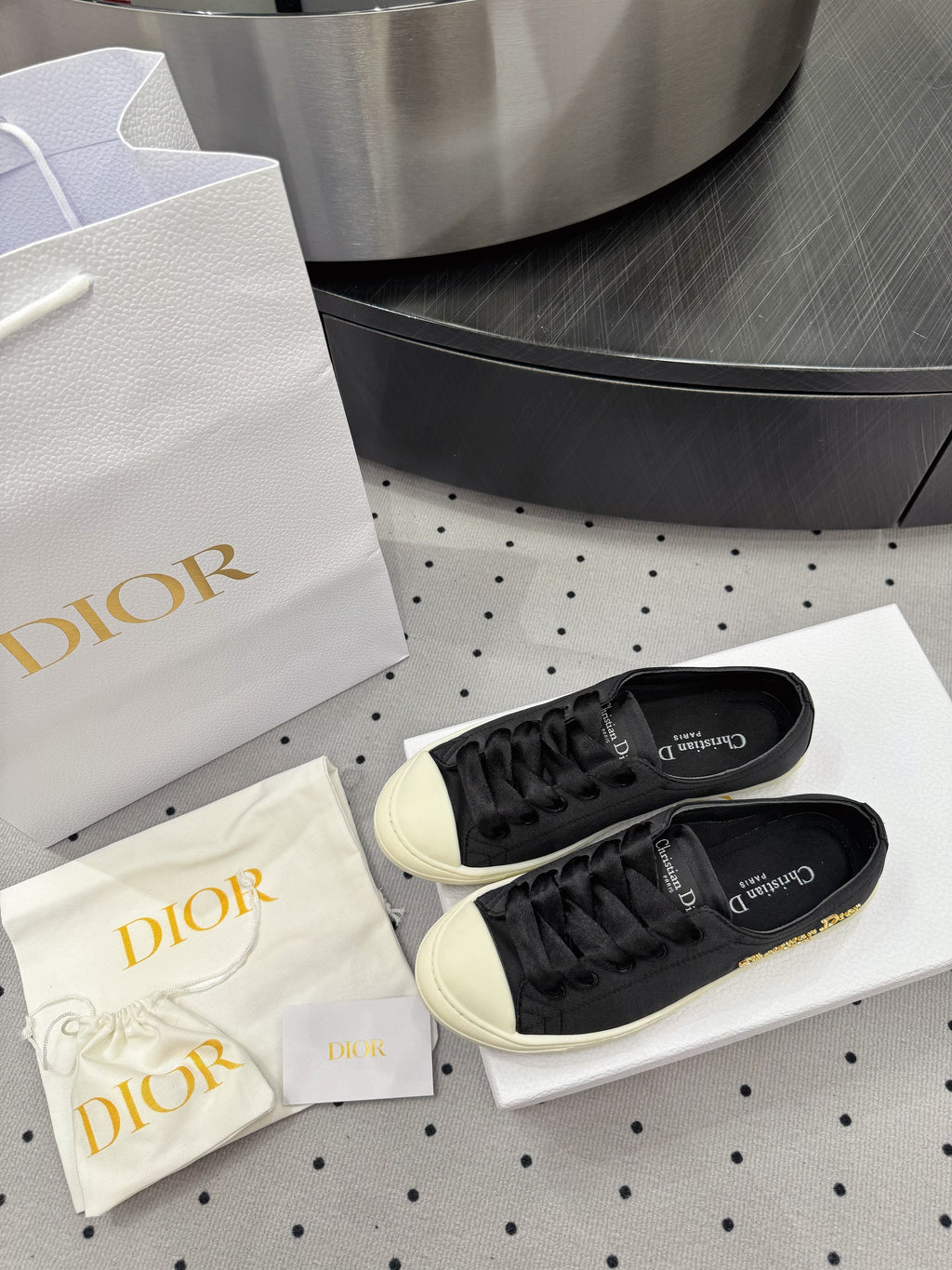 Dior Lucky Sneaker Black Satin 618071