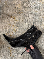 YSL 2025 Short Boot Black Patent Leather 571303