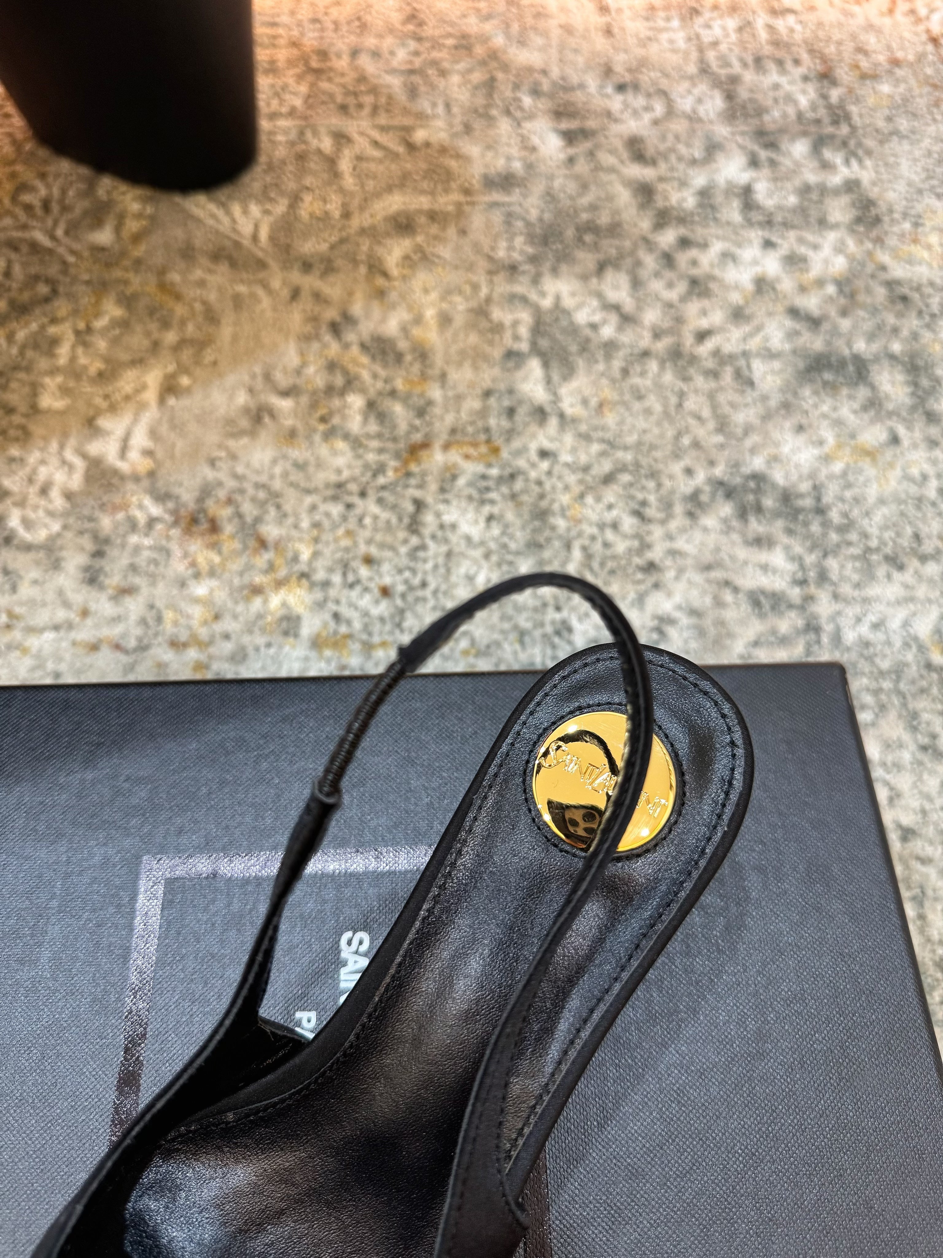 YSL Dakota Pumps 50mm Black Red Satin 637206
