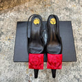 YSL Dakota Pumps 50mm Black Red Satin 637206